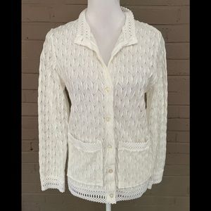 Vintage unique knit white cardigan
